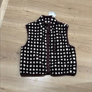 Checkered Black and White Fleece Vest